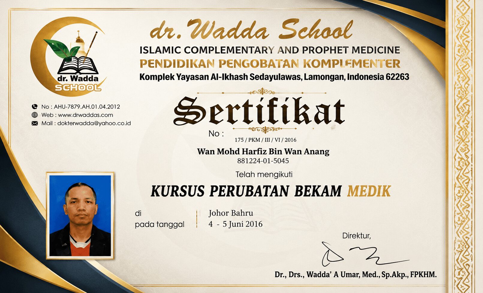 Sijil bekam pusat terapi aydeen bekam